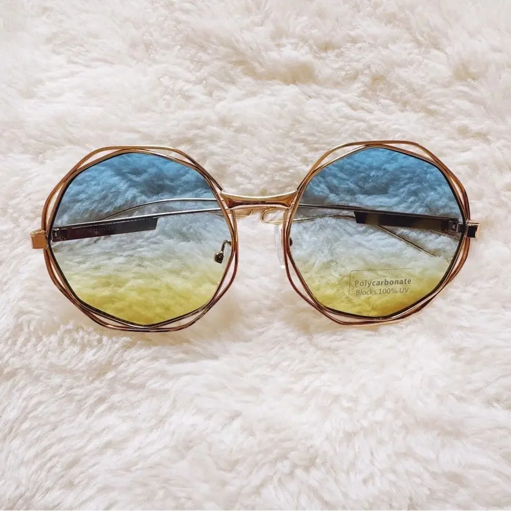 Seraphina Blue & Yellow Geometric Sunglasses